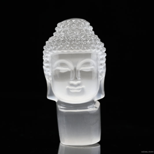 Selenite Buddha Sculpture Crystal Healing Hand Carved