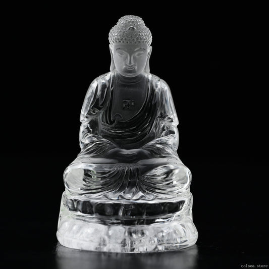 3.33'' Clearquartz Shakyamuni Buddha Sculpture Crystal Healing Hand Carved