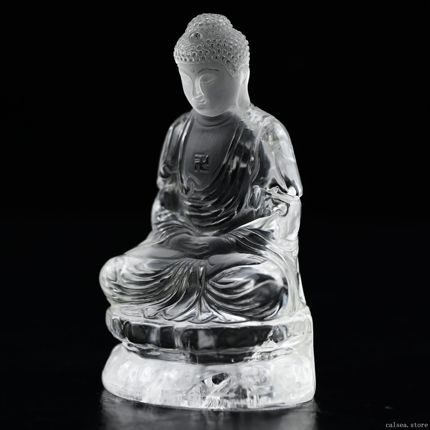 3.33'' Clearquartz Shakyamuni Buddha Sculpture Crystal Healing Hand Carved