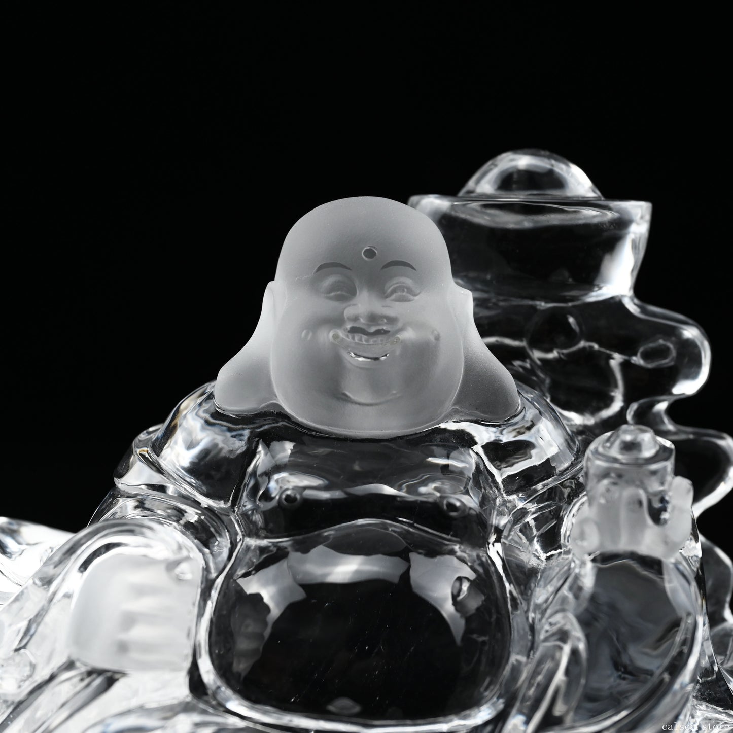 6.92'' Clearquartz Buddha Sculpture Super Clear Crystal Healing Hand Carved