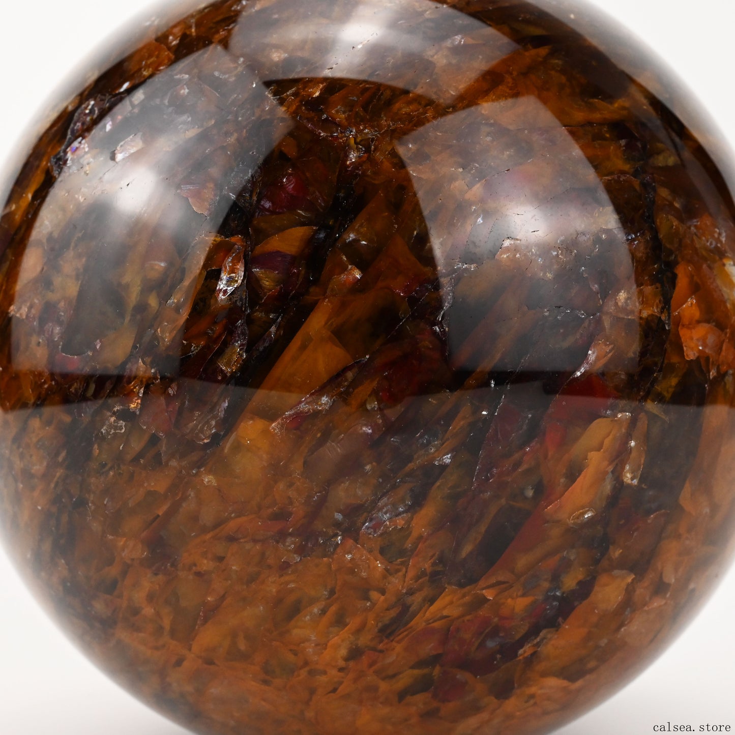 5.47'' Dark Goldenhealer Sphere Crystal Healing Hand Carved Sphere/Ball