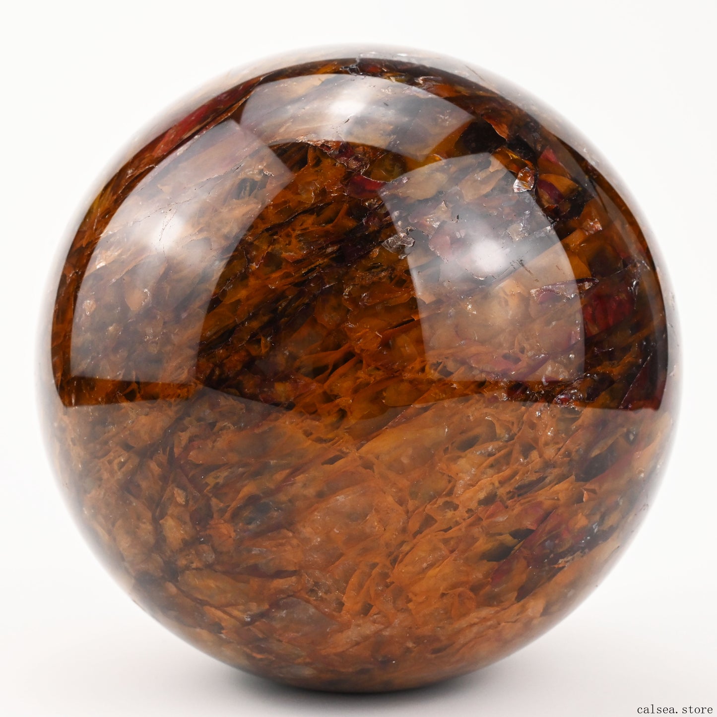 5.47'' Dark Goldenhealer Sphere Crystal Healing Hand Carved Sphere/Ball