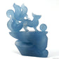 4.48'' Gemstone Aquamarine Nine Tail Fox Sculpture Crystal Healing Hand Carved Crystal Super Realistic