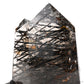 Smokeyquartz Black Rutile,Tourmaline Double Tower Crystal Healing Hand Carved