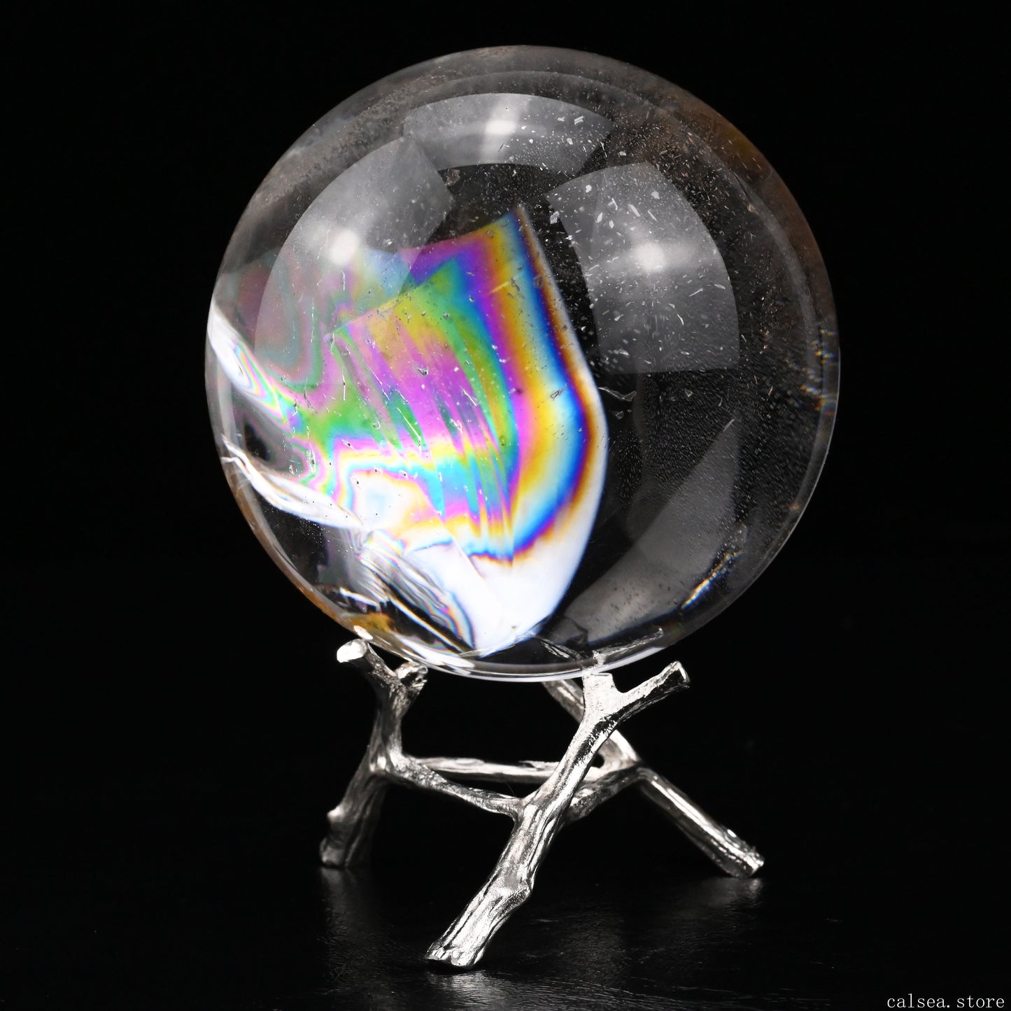 3.05'' Rainbow Clearquartz Sphere Crystal Healing Hand Carved Sphere/Ball