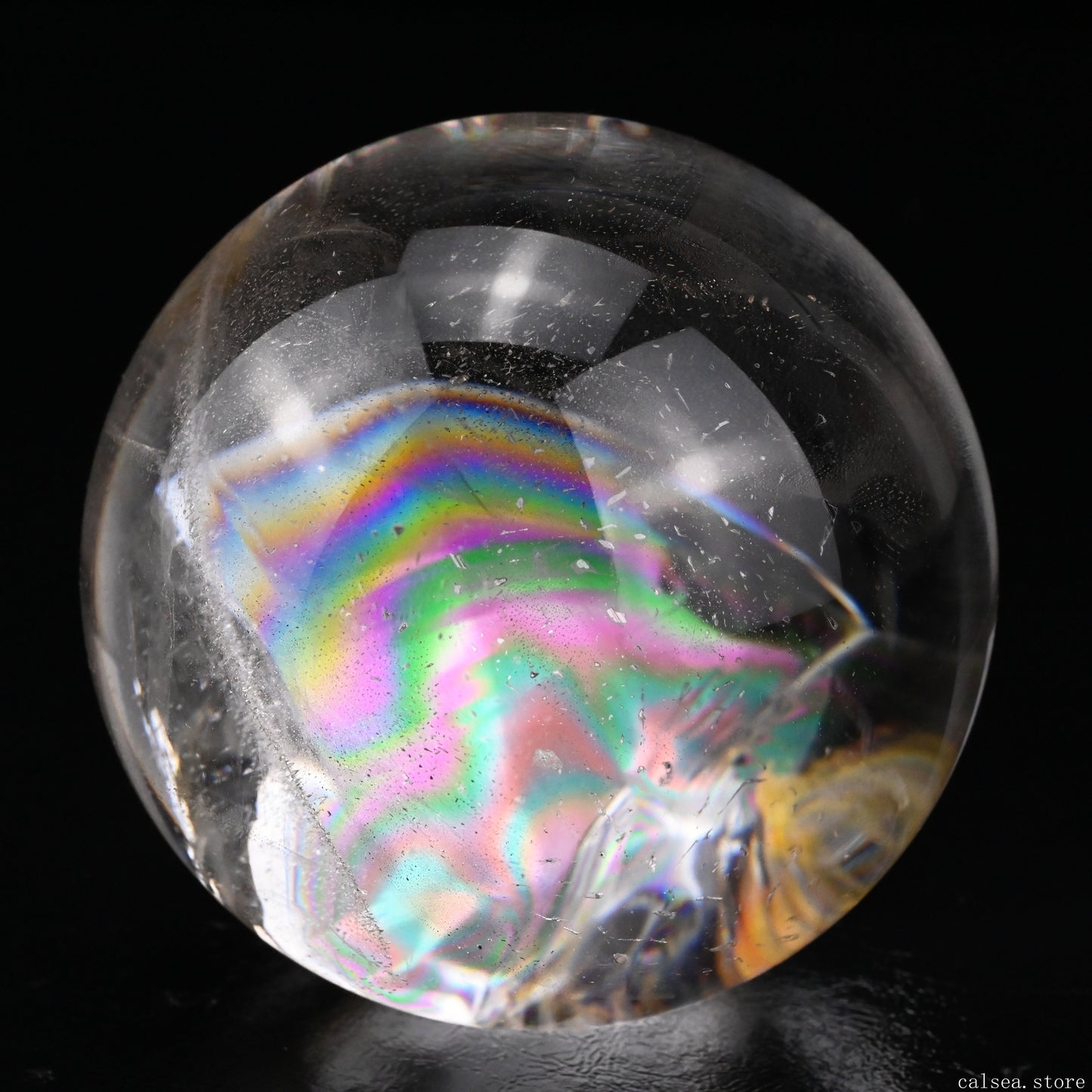 3.05'' Rainbow Clearquartz Sphere Crystal Healing Hand Carved Sphere/Ball