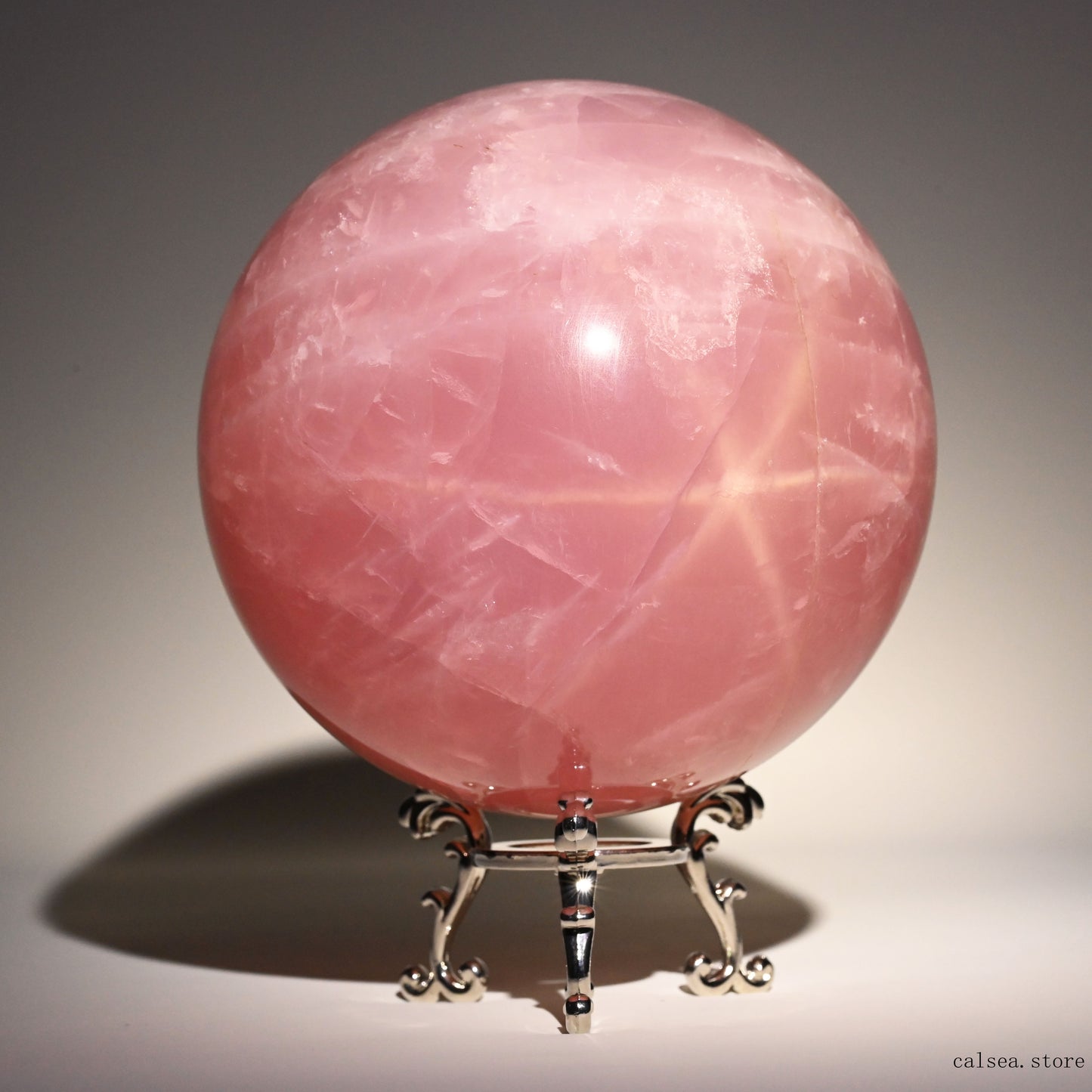 3.89'' Starlight Rosequartz Sphere Hand Carved Crystal Healing Starlight Glimmer Sphere/Ball