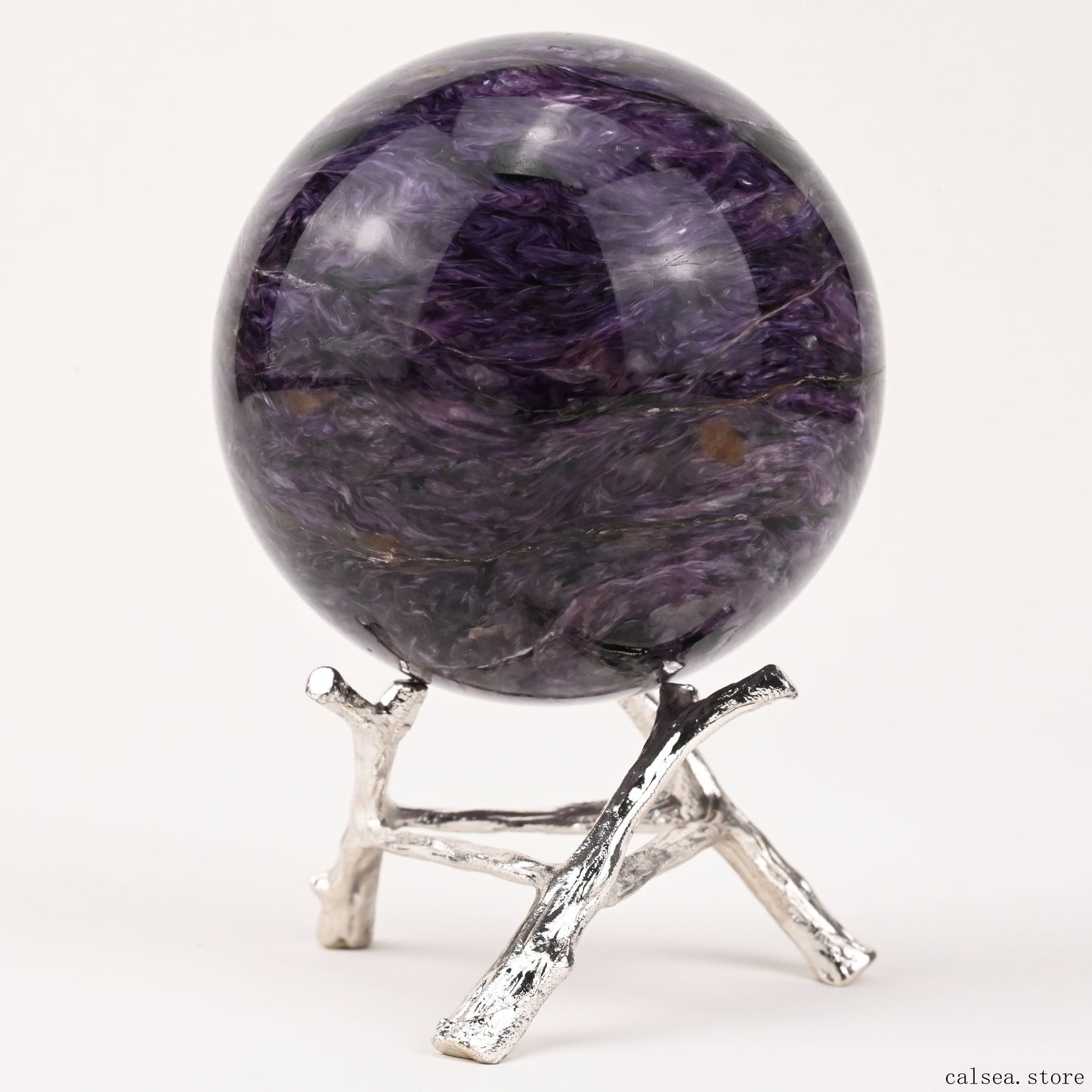 2.52'' Gemstone Charoite Sphere Crystal Healing Hand Carved Sphere/Ball