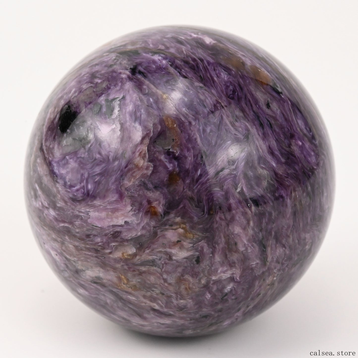 2.52'' Gemstone Charoite Sphere Crystal Healing Hand Carved Sphere/Ball