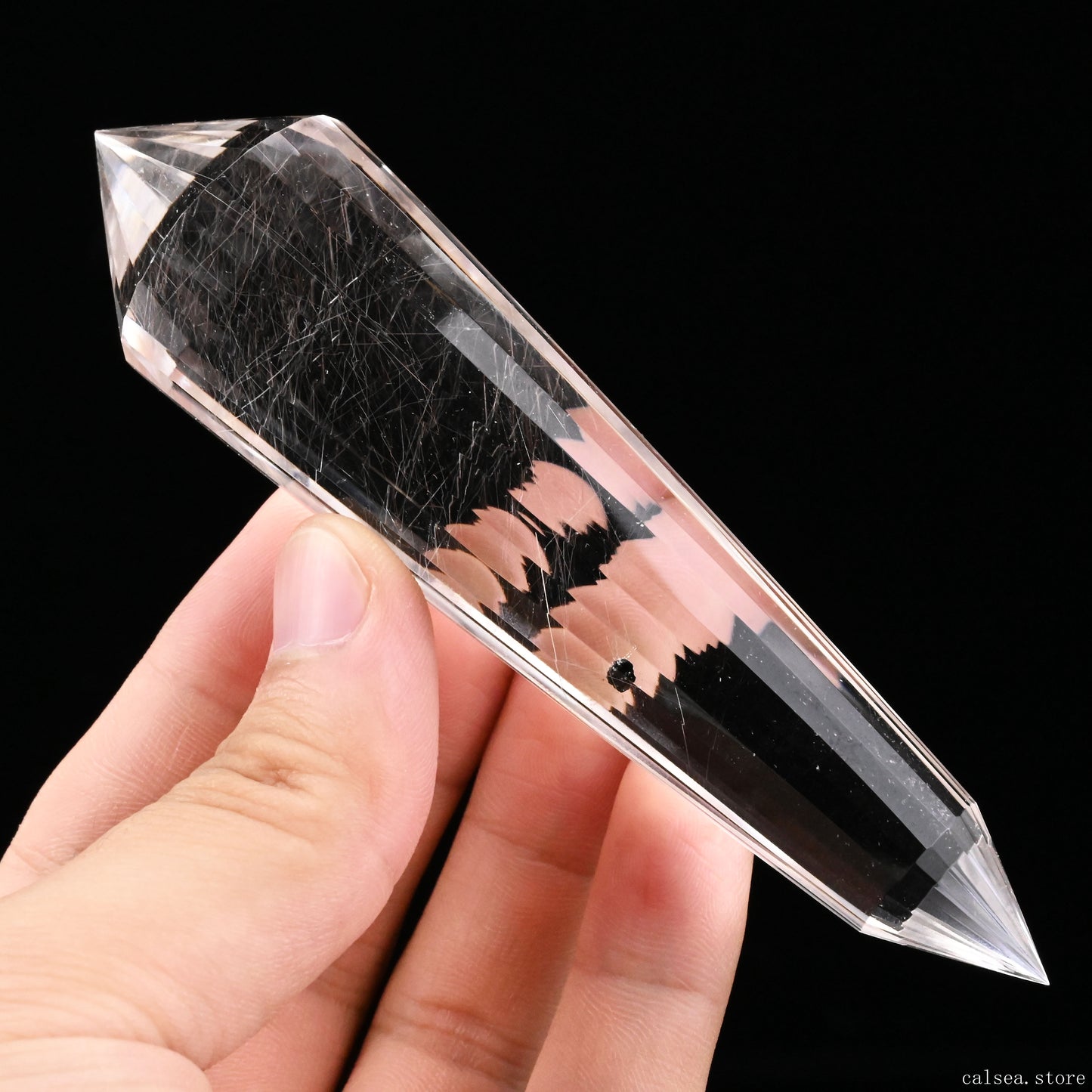 Silver Rutile,Rutilated Vogel Crystal Hand Carved Crystal Point, Crystal Healing