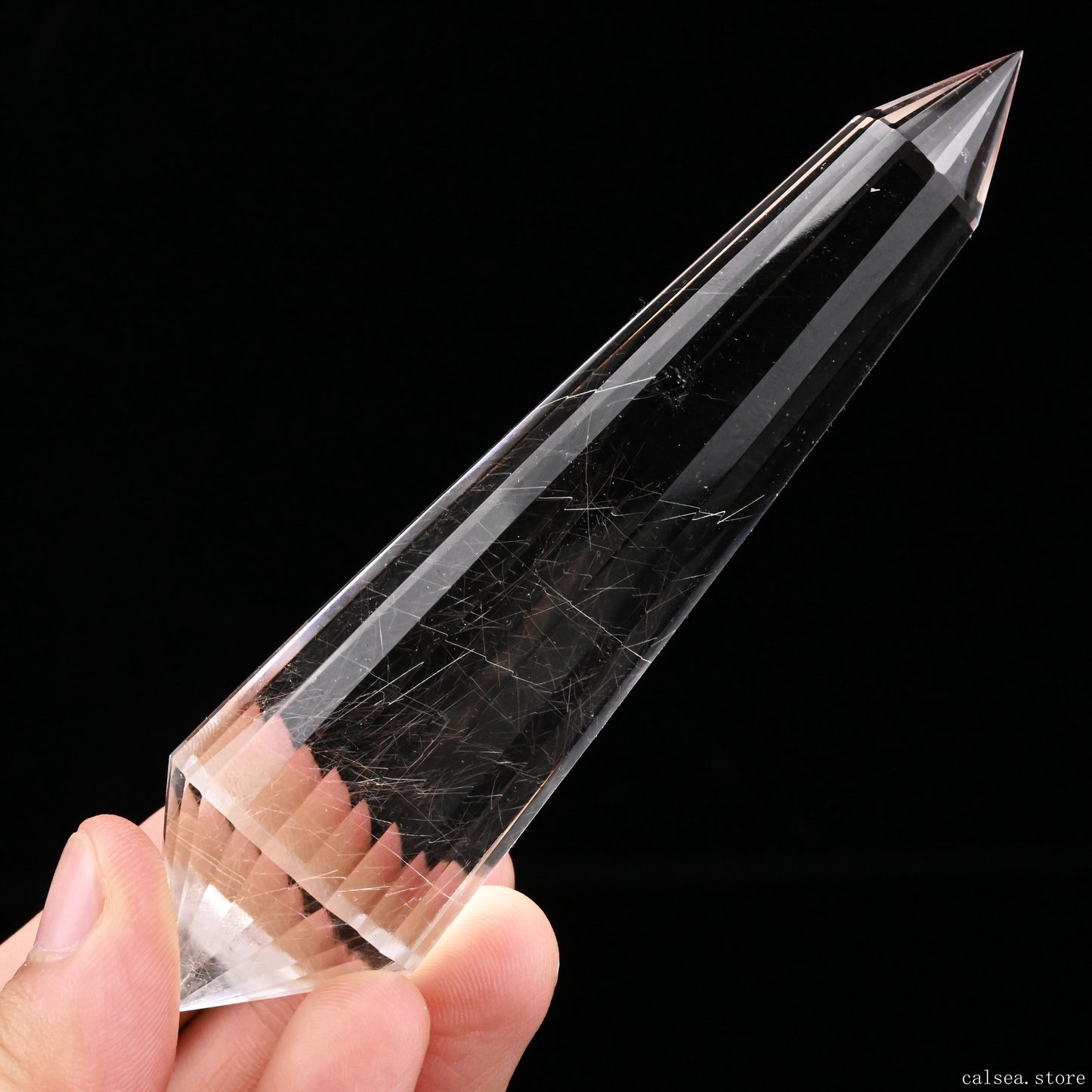 Silver Rutile,Rutilated Vogel Crystal Hand Carved Crystal Point, Crystal Healing