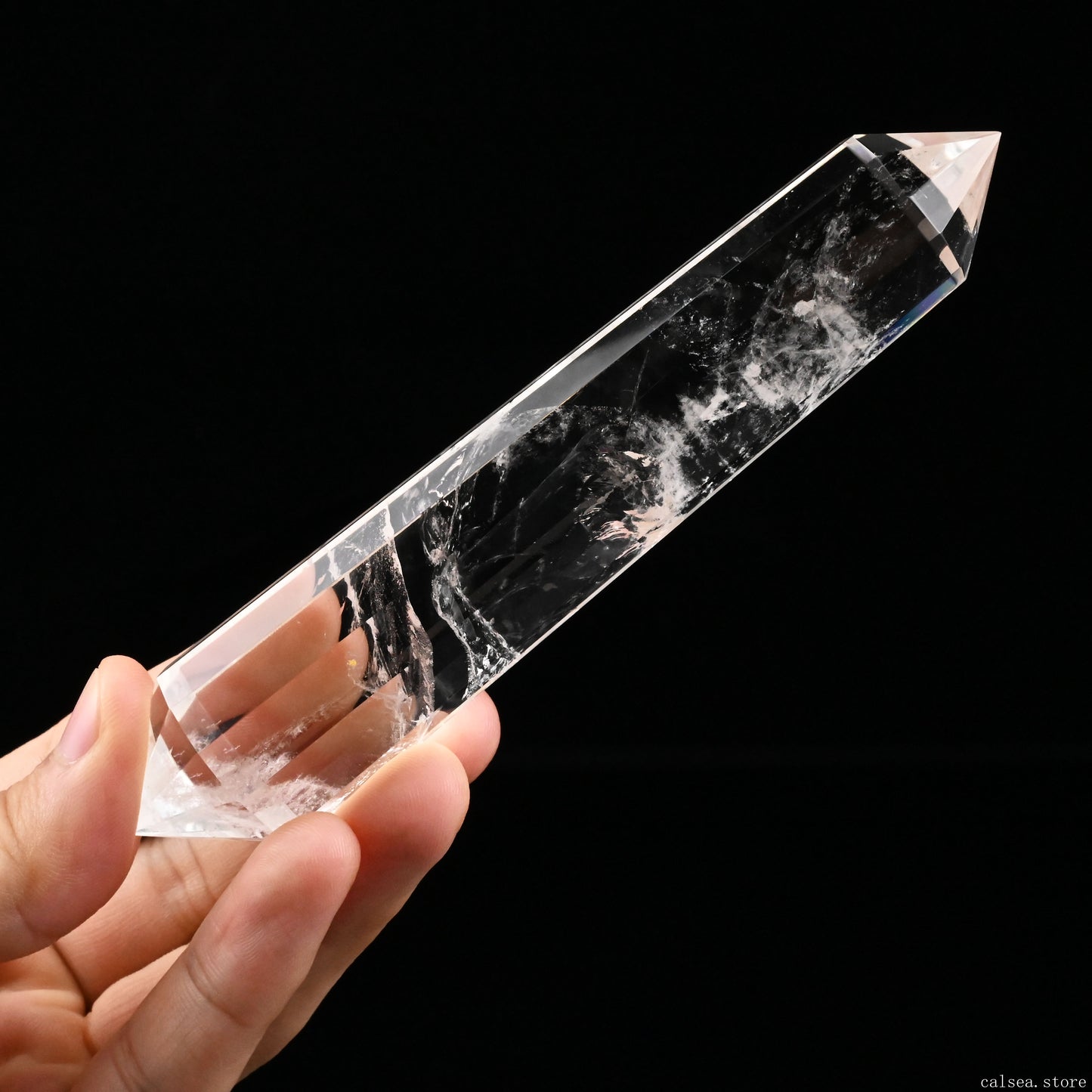 Clearquartz Point Vogel Crystal Hand Carved Crystal Point, Crystal Healing