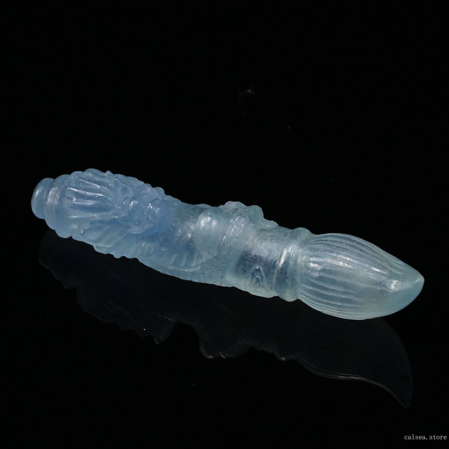 Gemstone Aquamarine Writing Brush Sculpture Crystal Healing Hand Carved