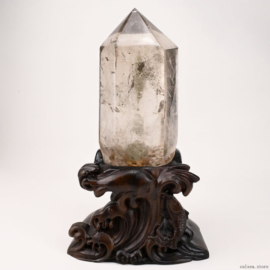 Gardenquartz Tower Lodalite Quartz Crystal Healing Hand Carved Crystal Point