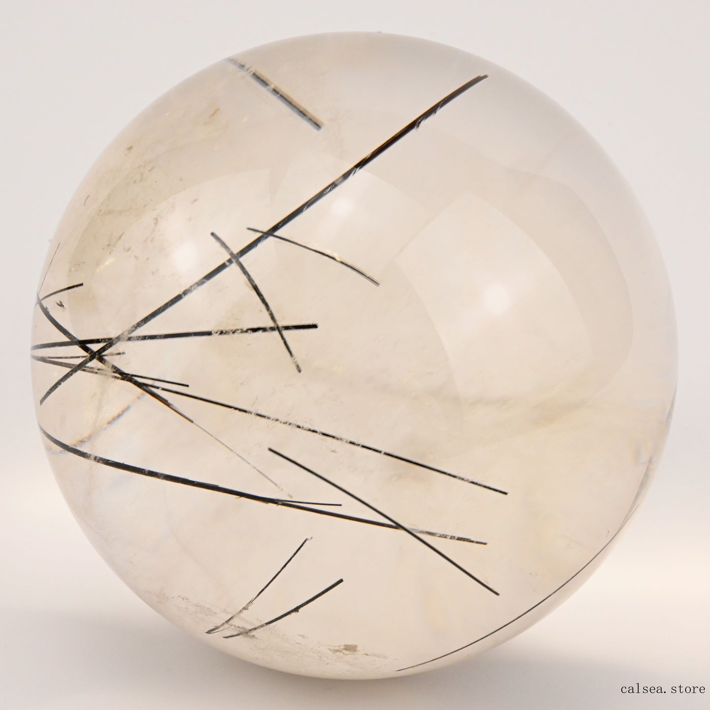 3.42'' Black Rutile,Tourmaline Quartz Sphere Crystal Healing Hand Carved Crystal Ball