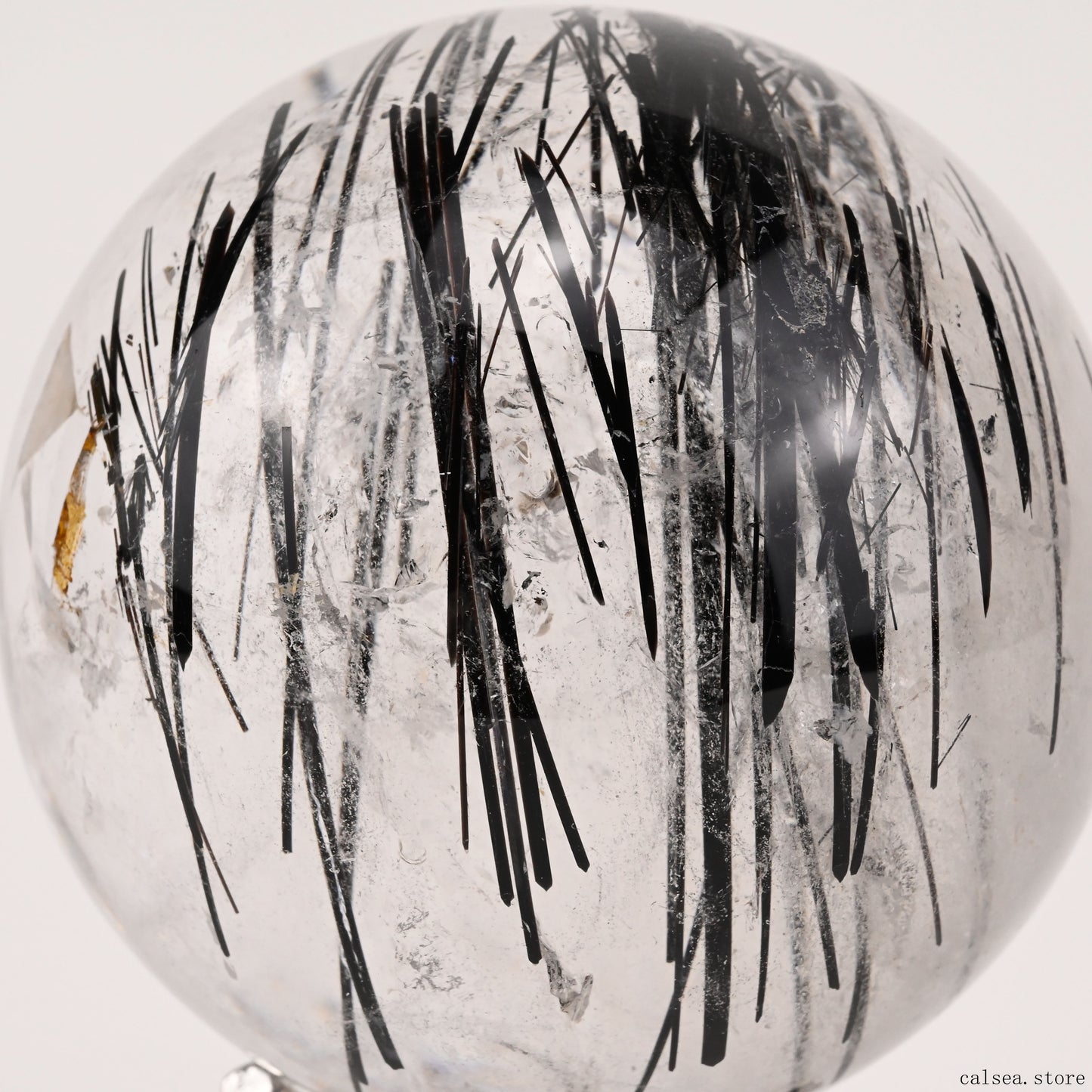 2.99'' Black Rutile,Tourmaline Quartz Sphere Crystal Healing Hand Carved Crystal Ball