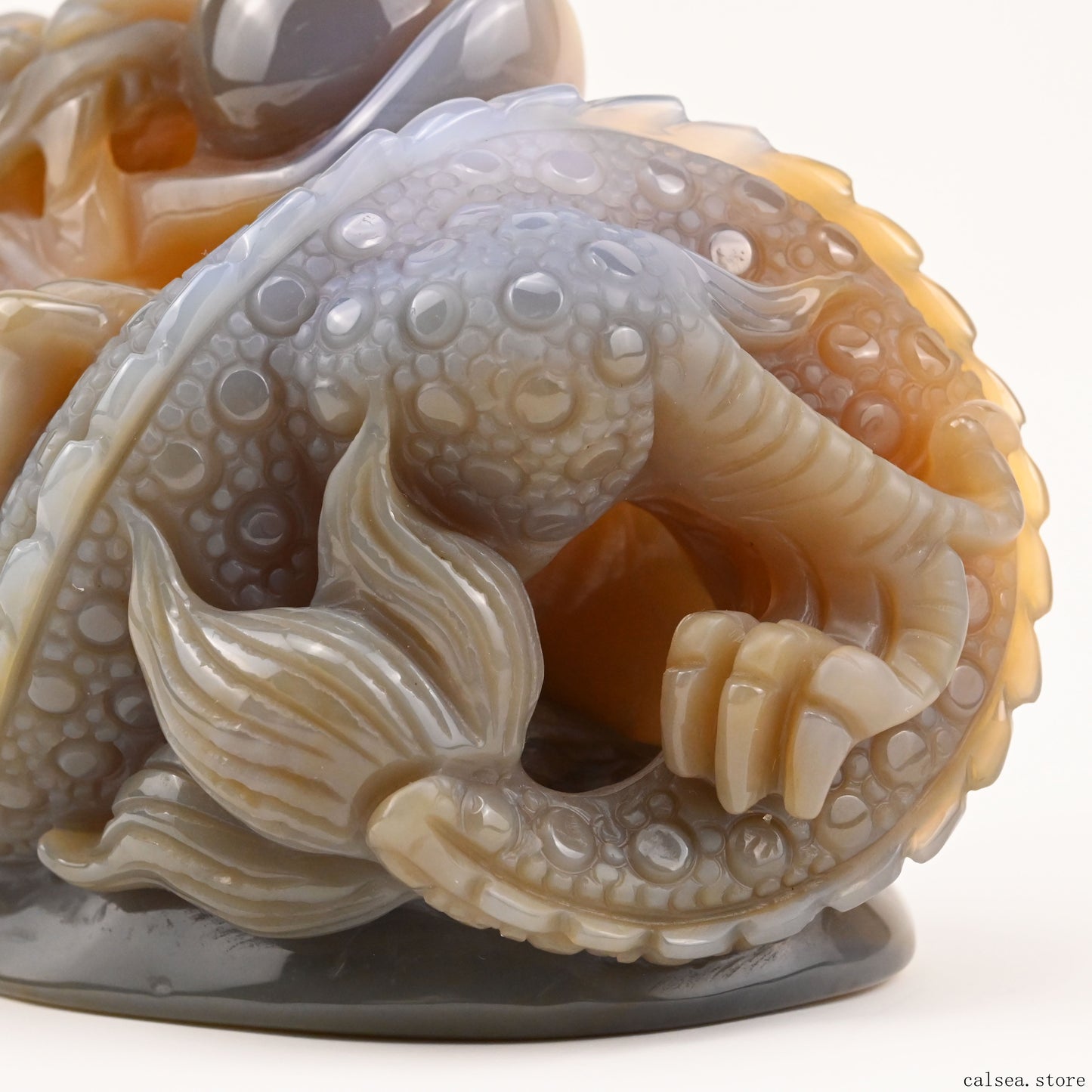 4.6'' Agate Dragon Sculpture Hand Carved Super Realistic