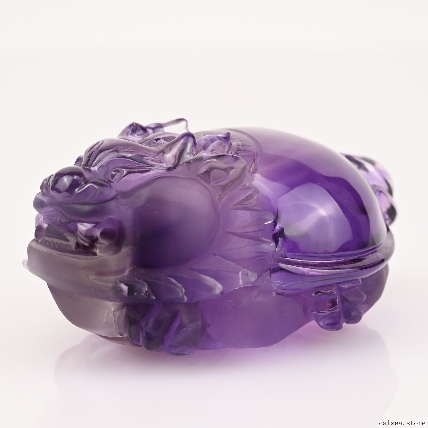 2.43" Gem Amethyst Dragon Turtle Sculpture Crystal Healing Hand Carved