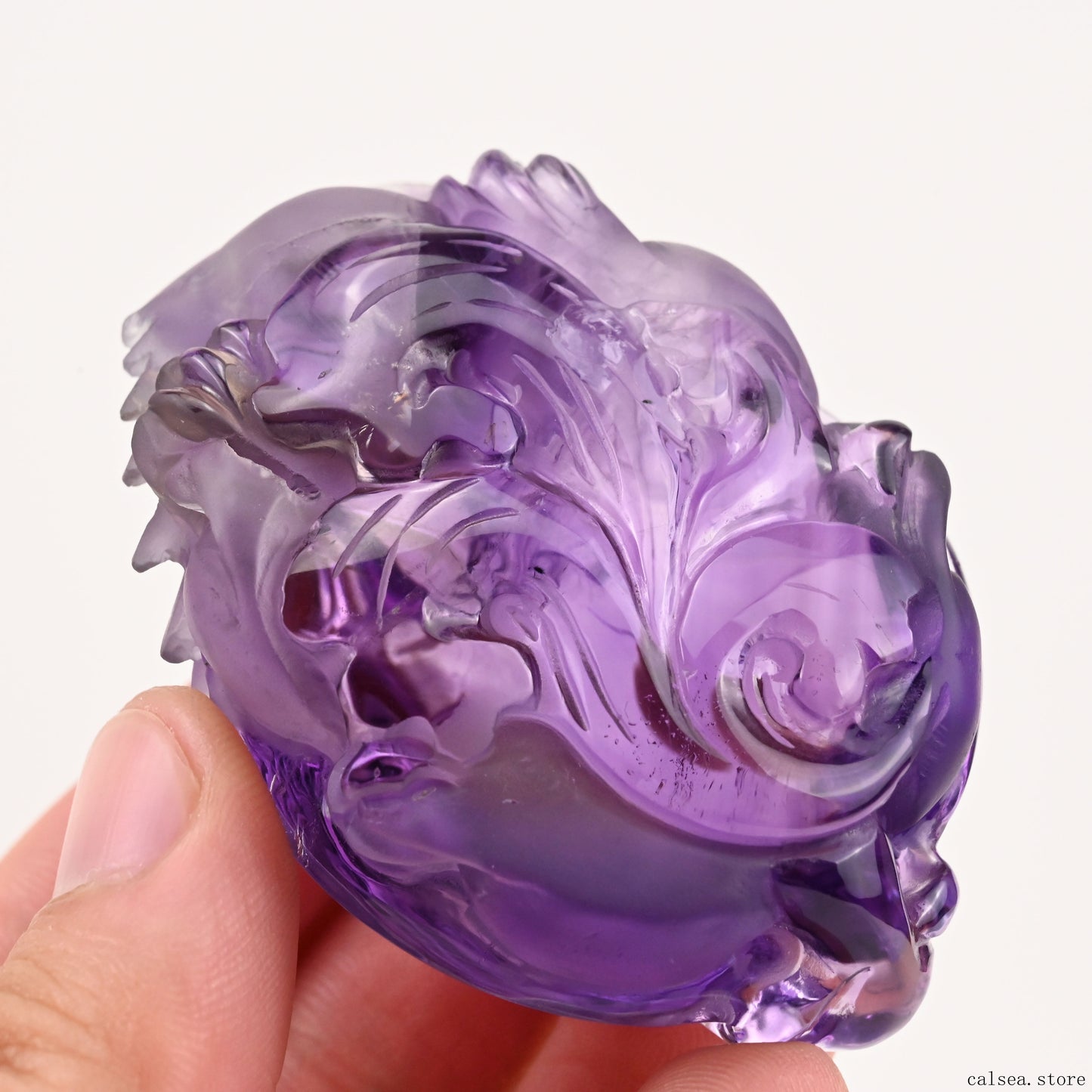 2.43" Gem Amethyst Dragon Turtle Sculpture Crystal Healing Hand Carved