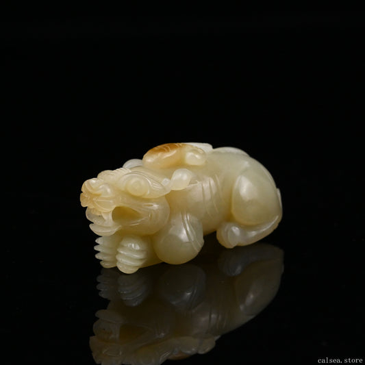 1.82'' HeTian Jade PiXiu Sculpture Hand Carved Super Realistic