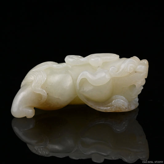 1.27'' HeTian Jade PiXiu Sculpture Hand Carved Super Realistic