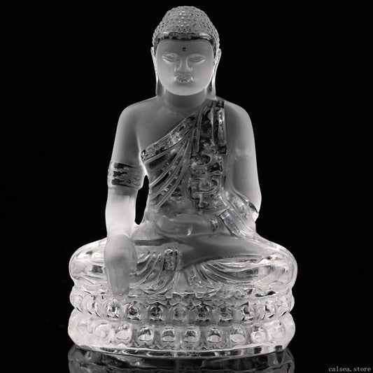 Clearquartz Buddha Sculpture Crystal Healing Hand Carved