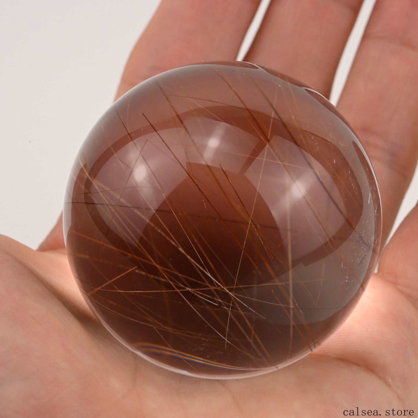 2.07'' Golden Rutilated,Rutile Sphere Crystal Healing Hand Carved Crystal Sphere/Ball