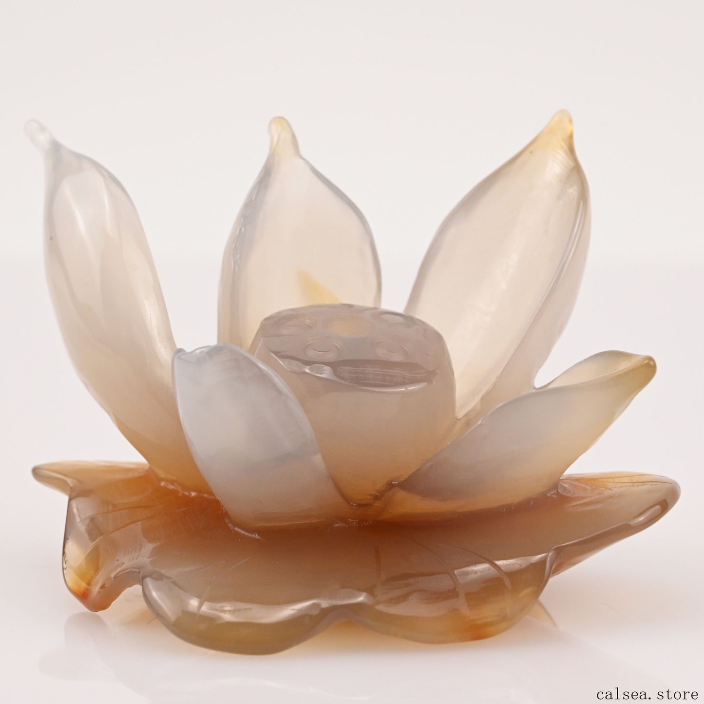 Agate Lotus Flower Sculpture Crystal Healing Hand Carved Ornaments