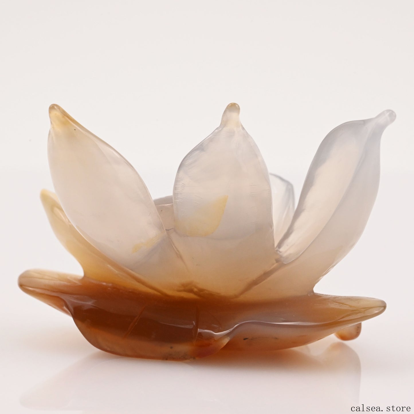 Agate Lotus Flower Sculpture Crystal Healing Hand Carved Ornaments