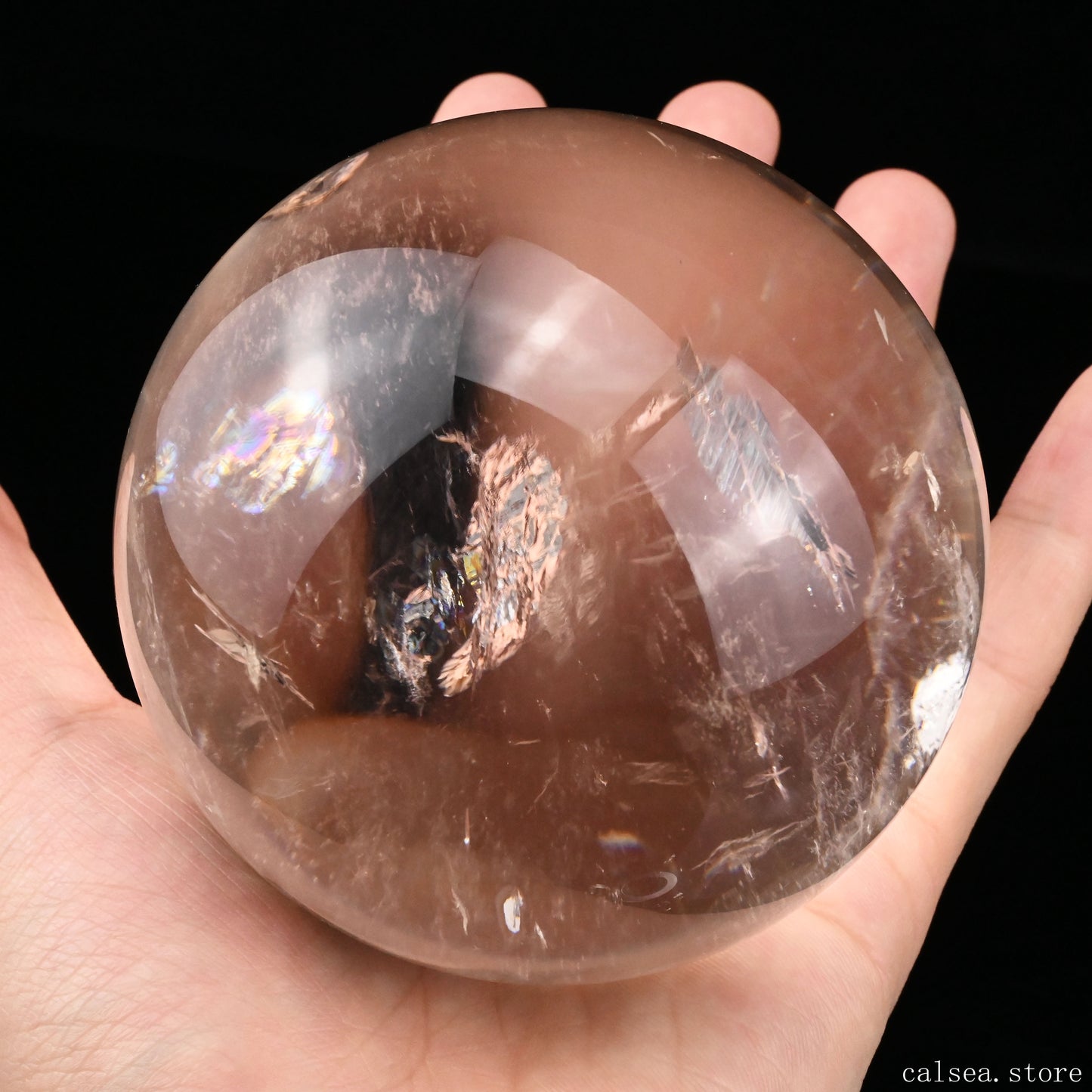 3.36'' Rainbow Clearquartz Sphere Crystal Healing Hand Carved Sphere/Ball