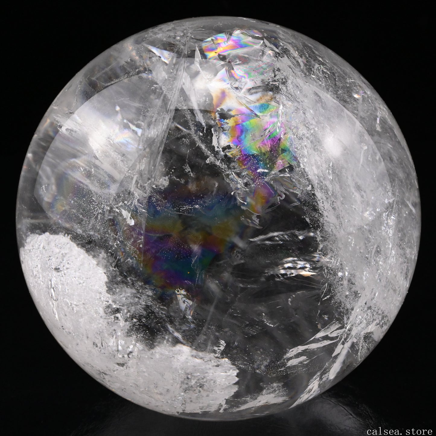 5.31'' Rainbow Clearquartz Sphere Crystal Healing Hand Carved Sphere/Ball