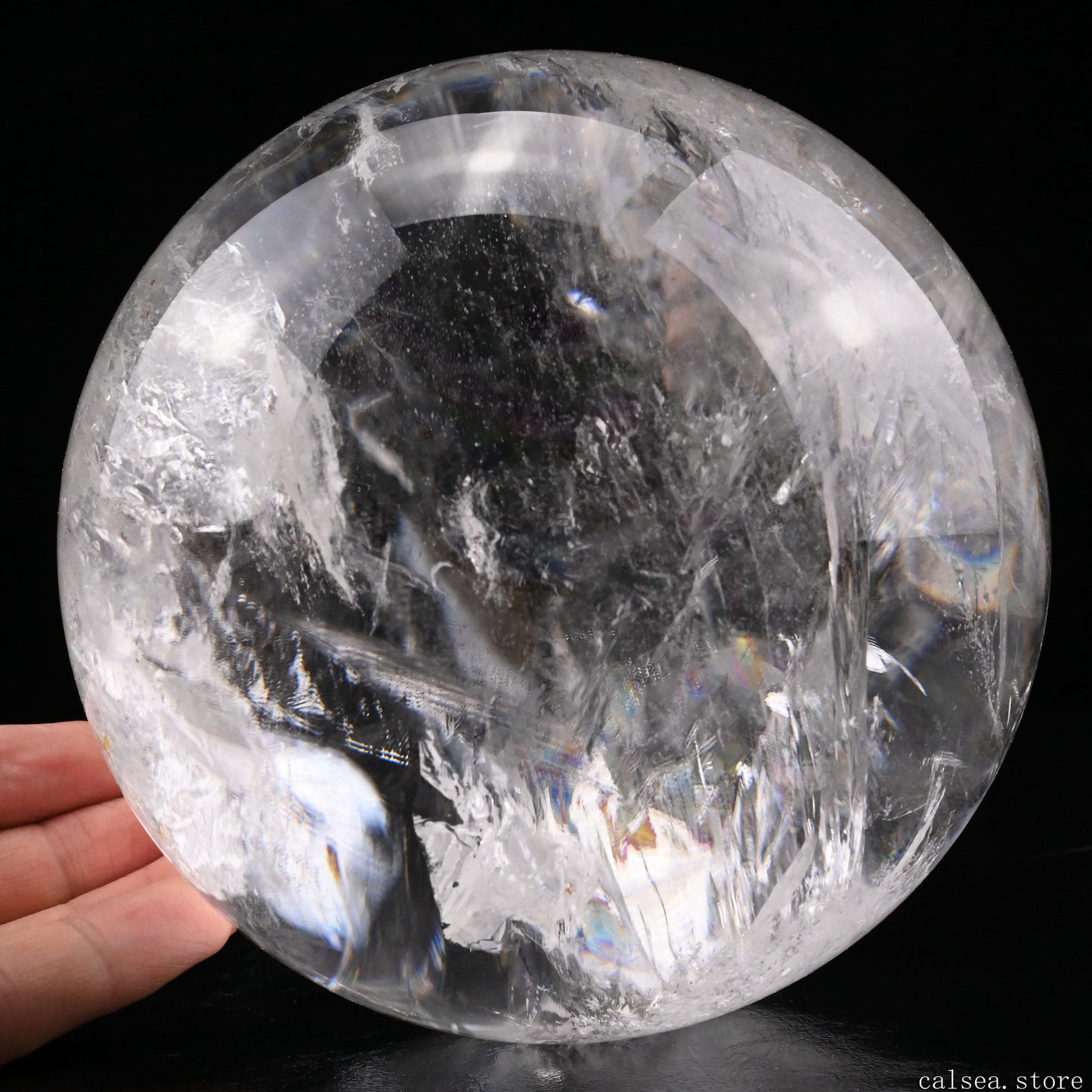 5.31'' Rainbow Clearquartz Sphere Crystal Healing Hand Carved Sphere/Ball