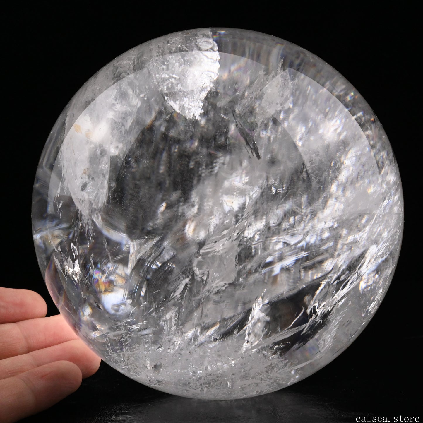 5.31'' Rainbow Clearquartz Sphere Crystal Healing Hand Carved Sphere/Ball