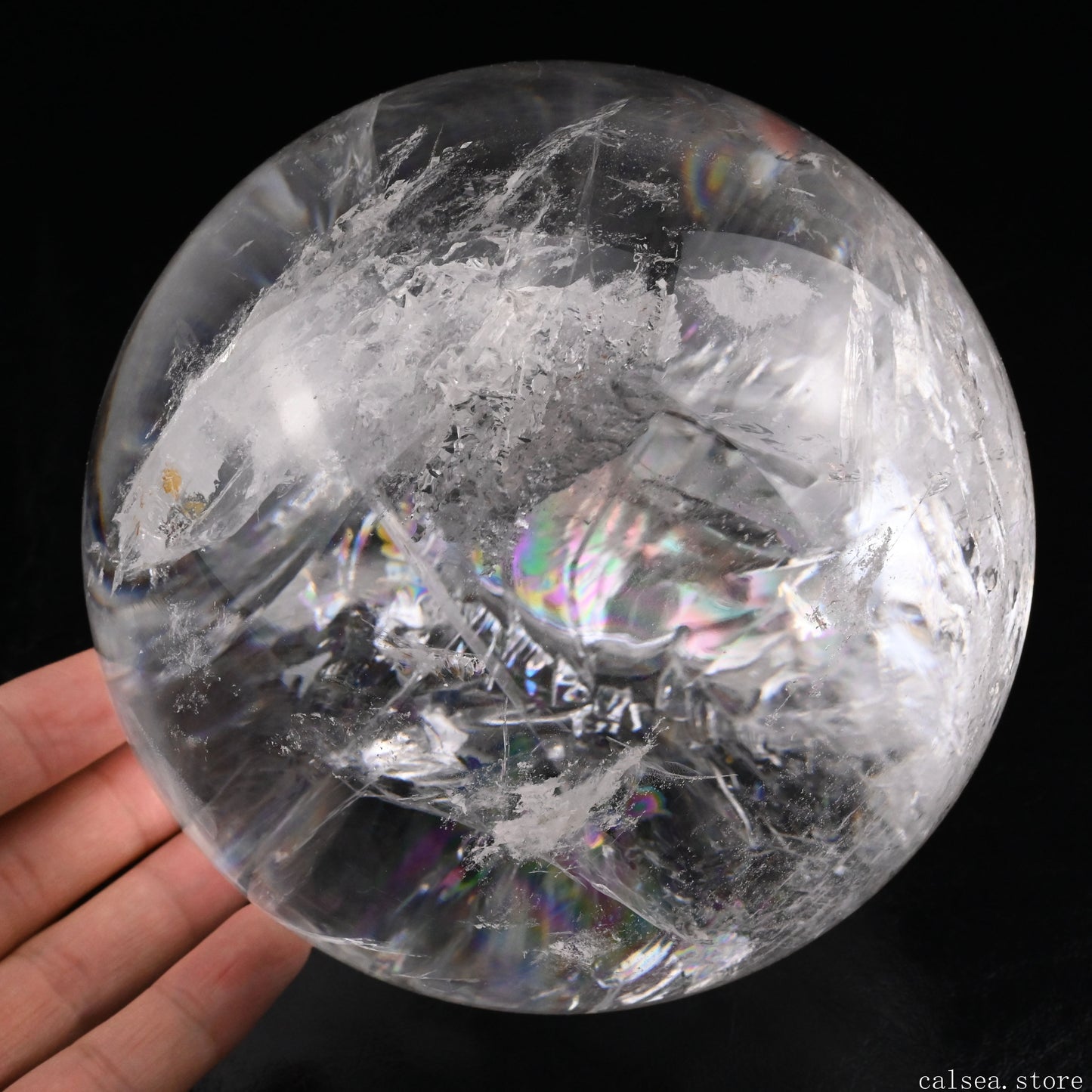 5.31'' Rainbow Clearquartz Sphere Crystal Healing Hand Carved Sphere/Ball