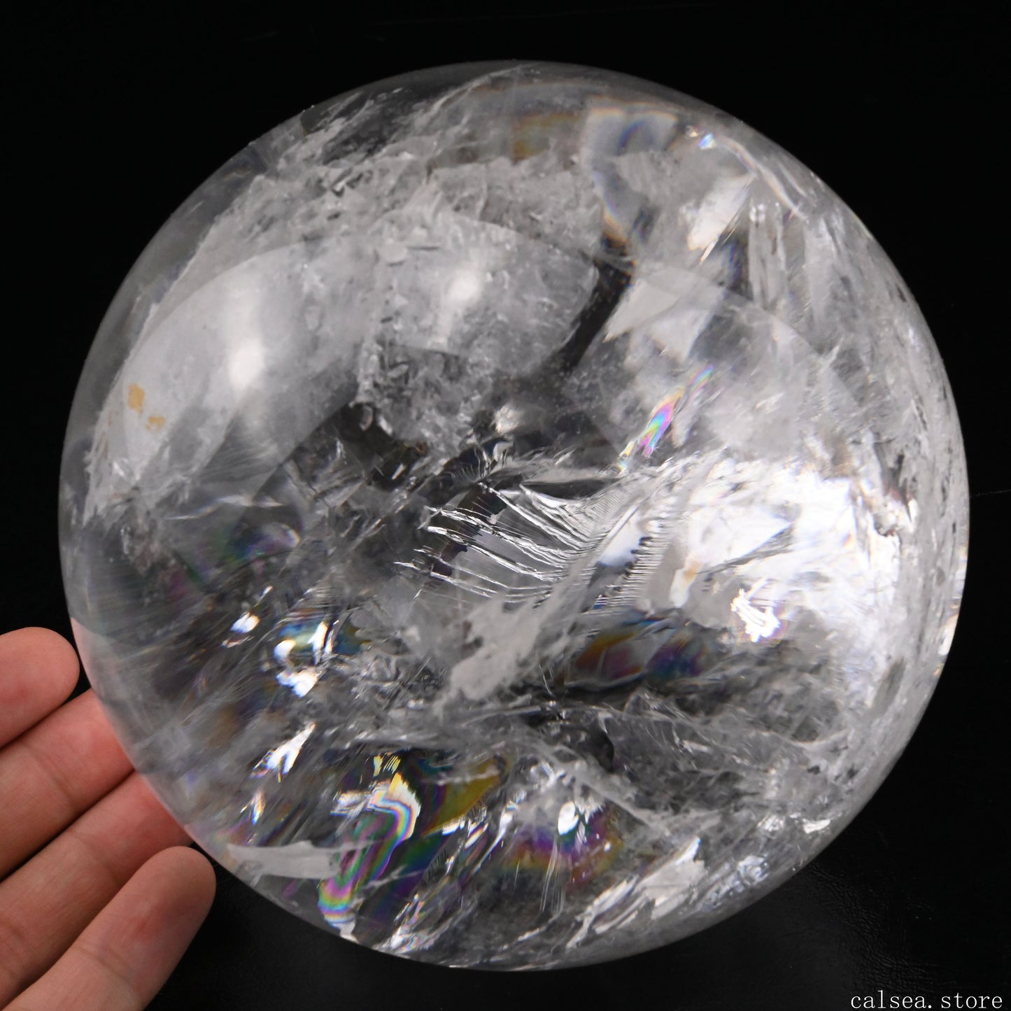 5.31'' Rainbow Clearquartz Sphere Crystal Healing Hand Carved Sphere/Ball