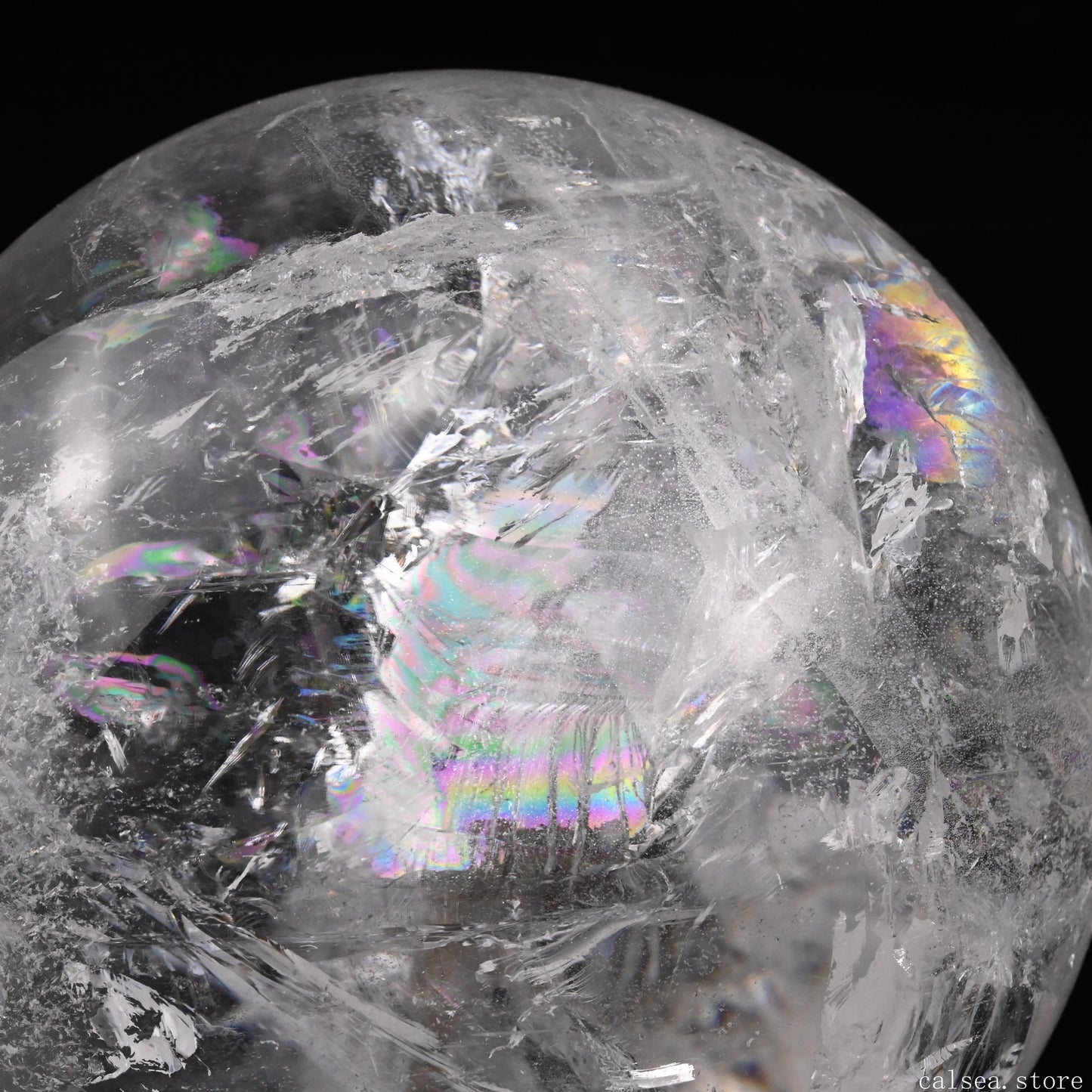 5.31'' Rainbow Clearquartz Sphere Crystal Healing Hand Carved Sphere/Ball