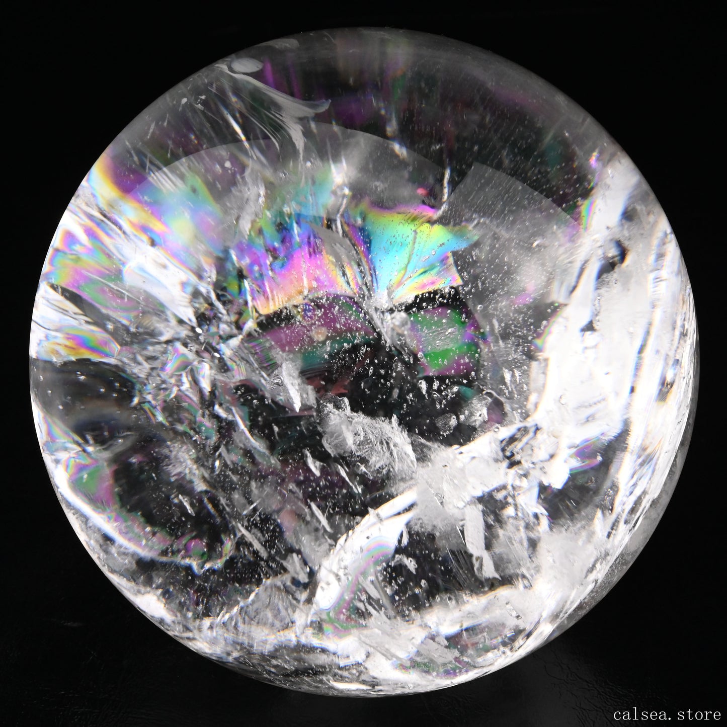 4.25'' Rainbow Clearquartz Sphere Crystal Healing Hand Carved Sphere/Ball