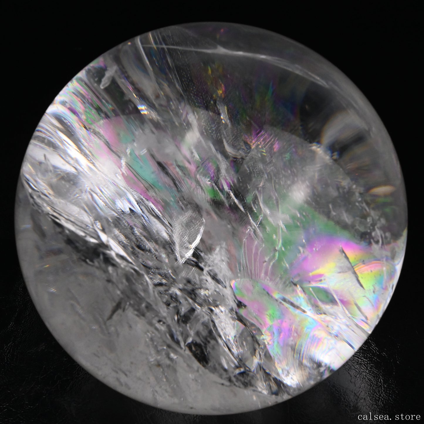 4.25'' Rainbow Clearquartz Sphere Crystal Healing Hand Carved Sphere/Ball