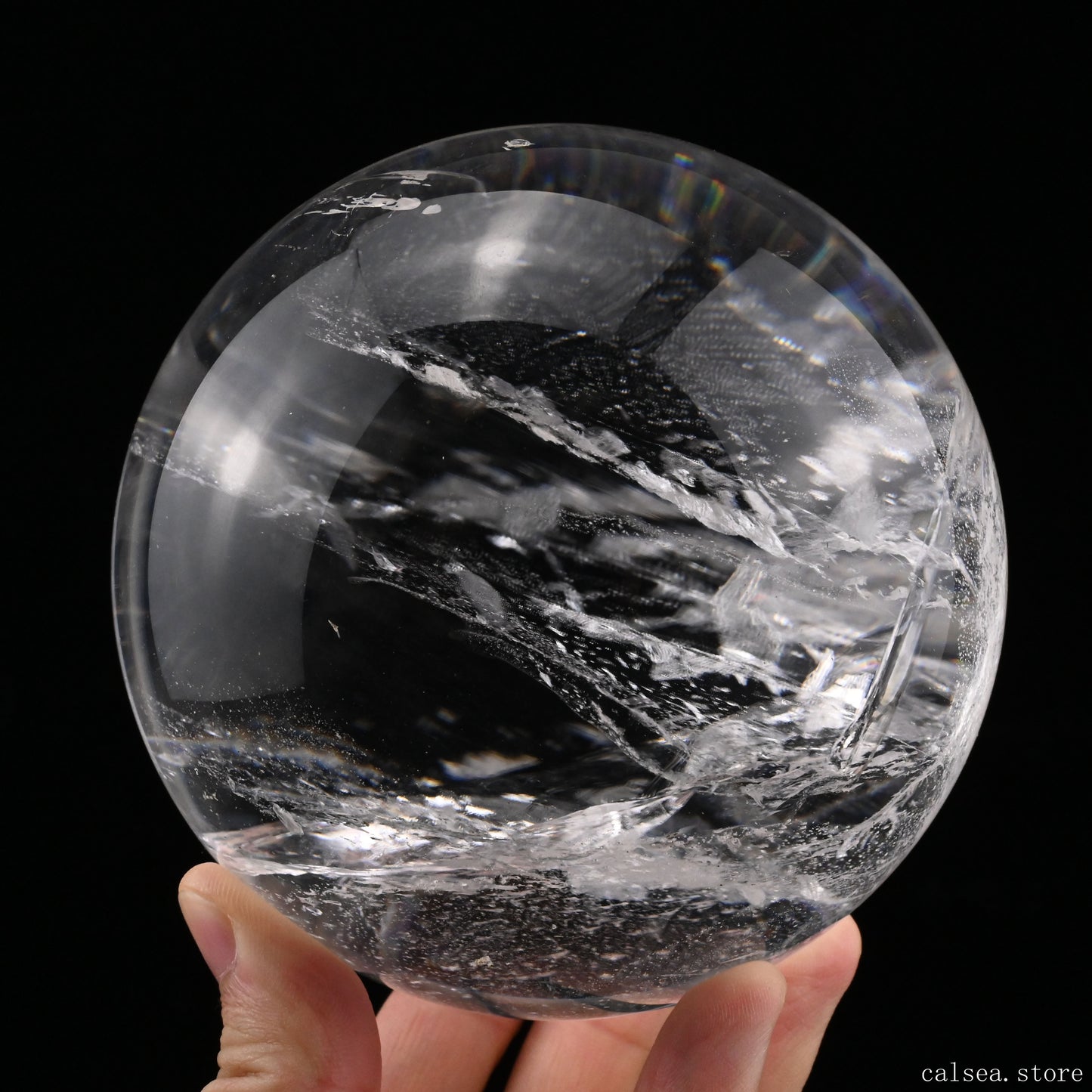 4.25'' Rainbow Clearquartz Sphere Crystal Healing Hand Carved Sphere/Ball