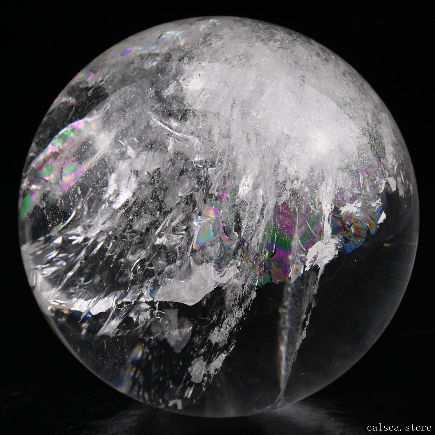 4.25'' Rainbow Clearquartz Sphere Crystal Healing Hand Carved Sphere/Ball