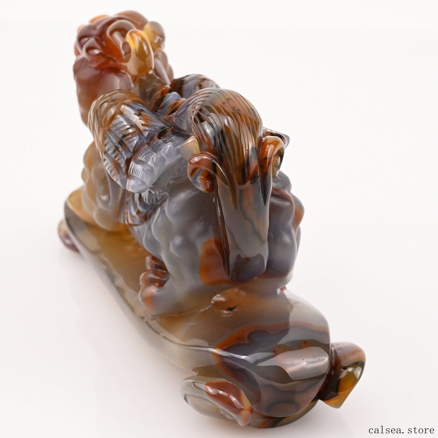 4.38'' Sardonyx Pixiu Sculpture Crystal Healing Hand Carved