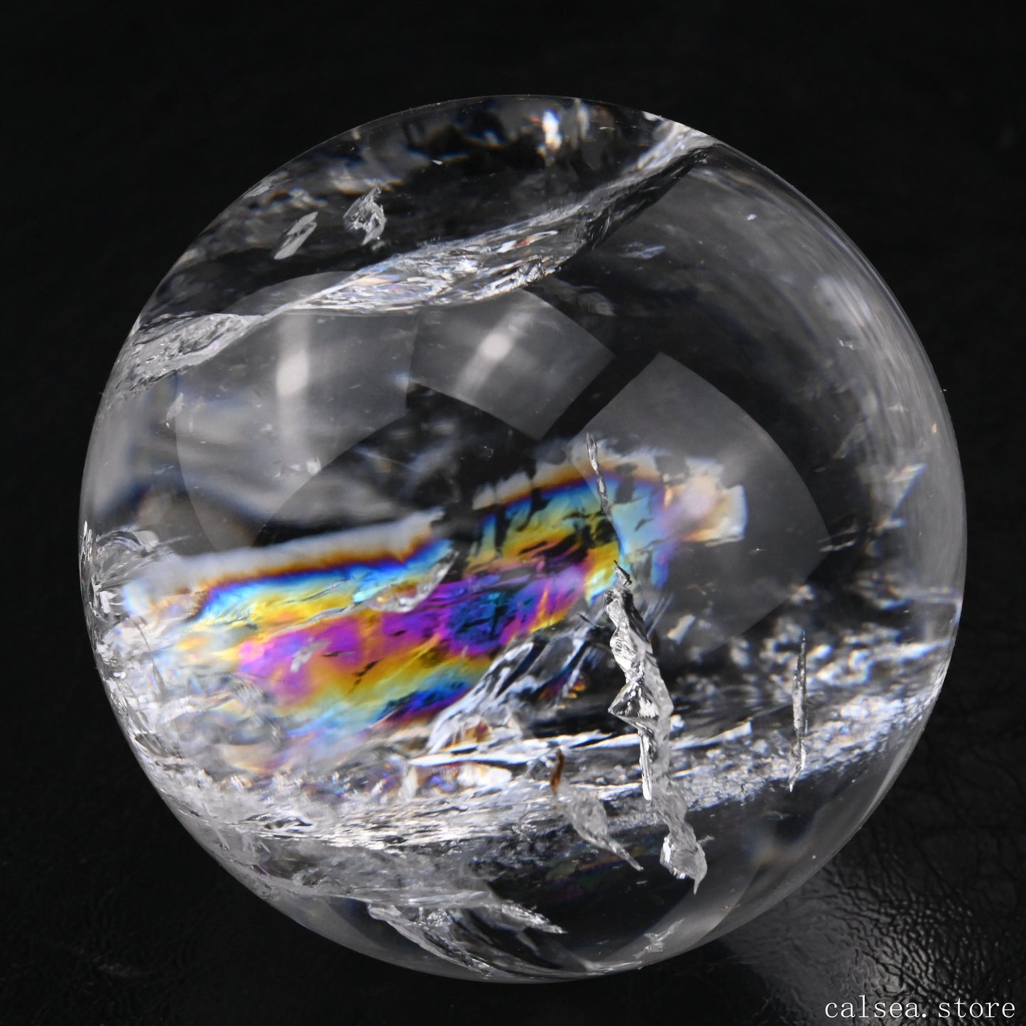 2.51'' Rainbow Clearquartz Sphere Crystal Healing Hand Carved Sphere/Ball