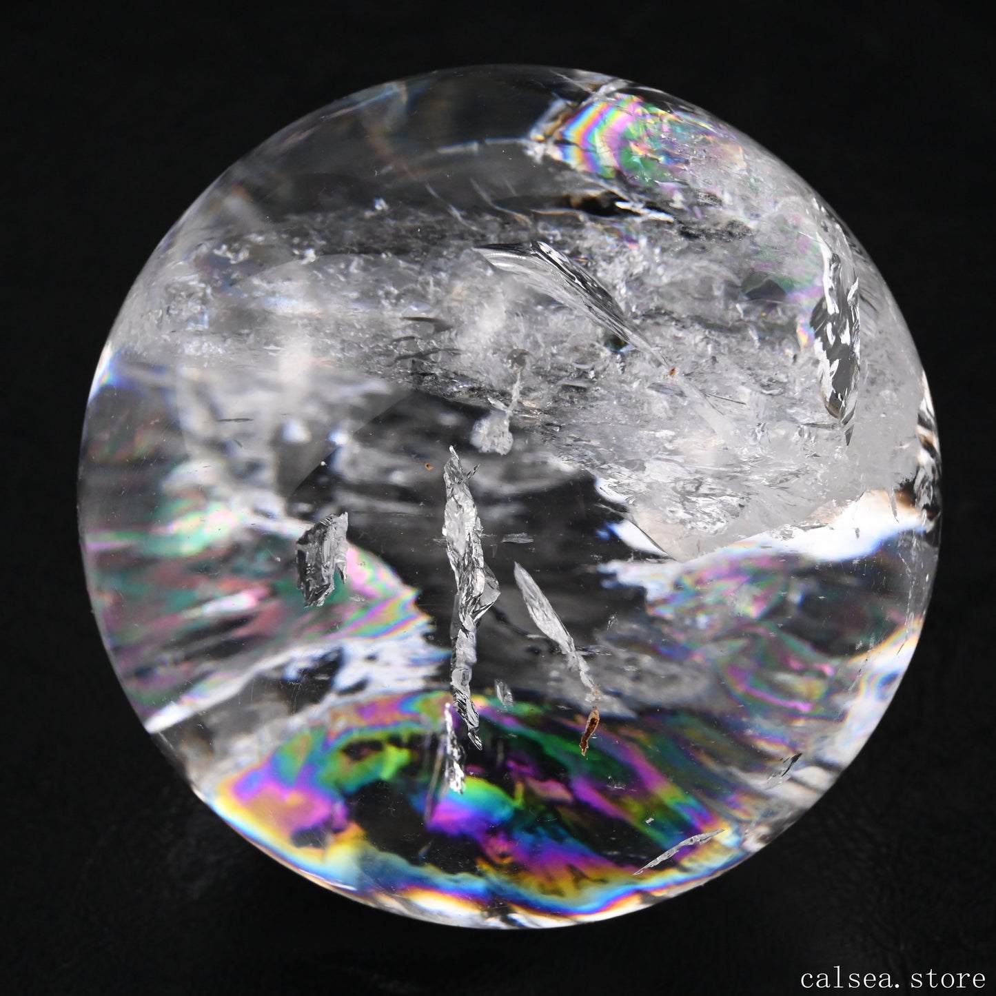 2.51'' Rainbow Clearquartz Sphere Crystal Healing Hand Carved Sphere/Ball