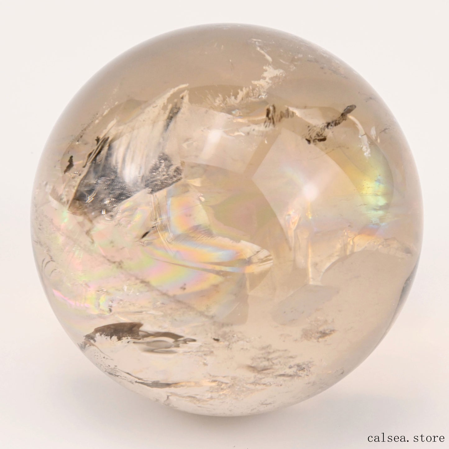 2.58'' Rainbow Smokeyquartz Sphere Crystal Healing Hand Carved Sphere/Ball