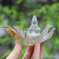Goldenhealer Lotus Practicing Monks Sculpture Crystal Healing Hand Carved