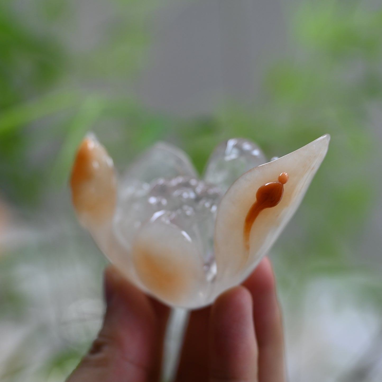Rabbit Fur Golden Rutile,Rutilated Lotus Sculpture Crystal Healing Hand Carved