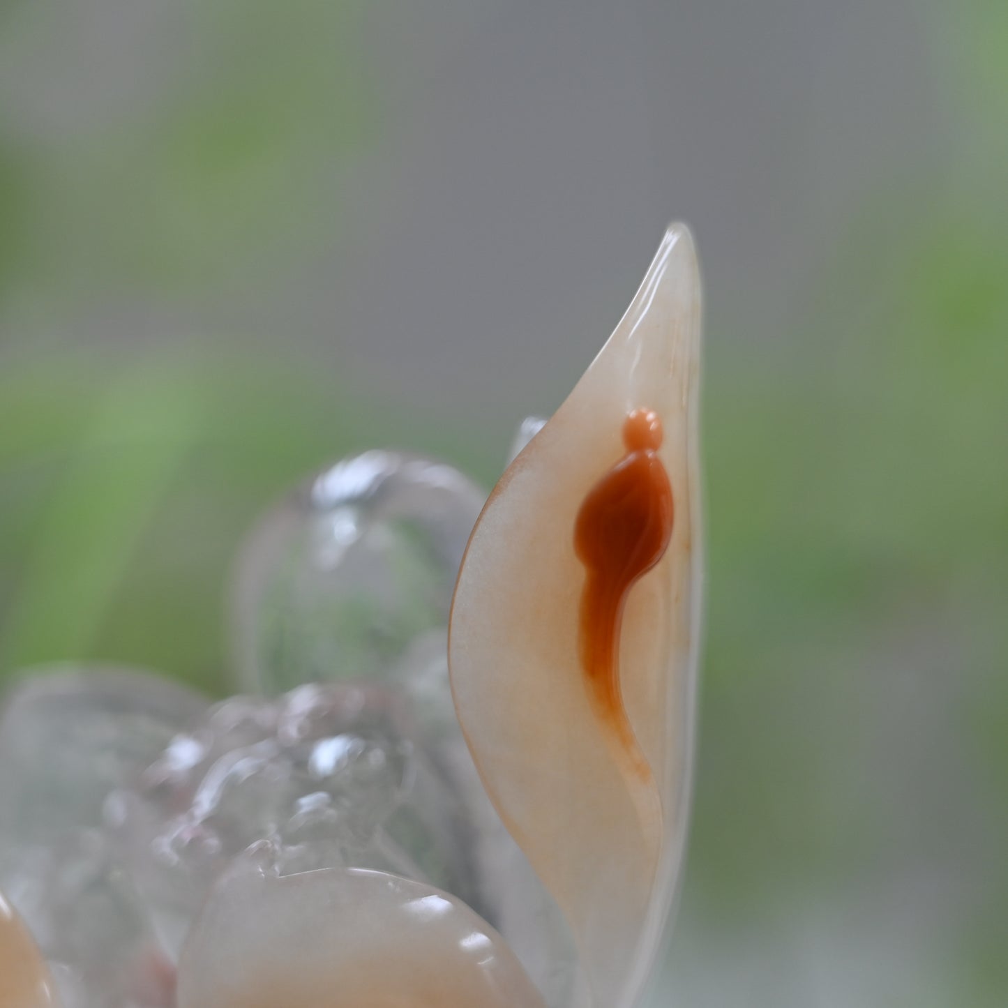 Rabbit Fur Golden Rutile,Rutilated Lotus Sculpture Crystal Healing Hand Carved