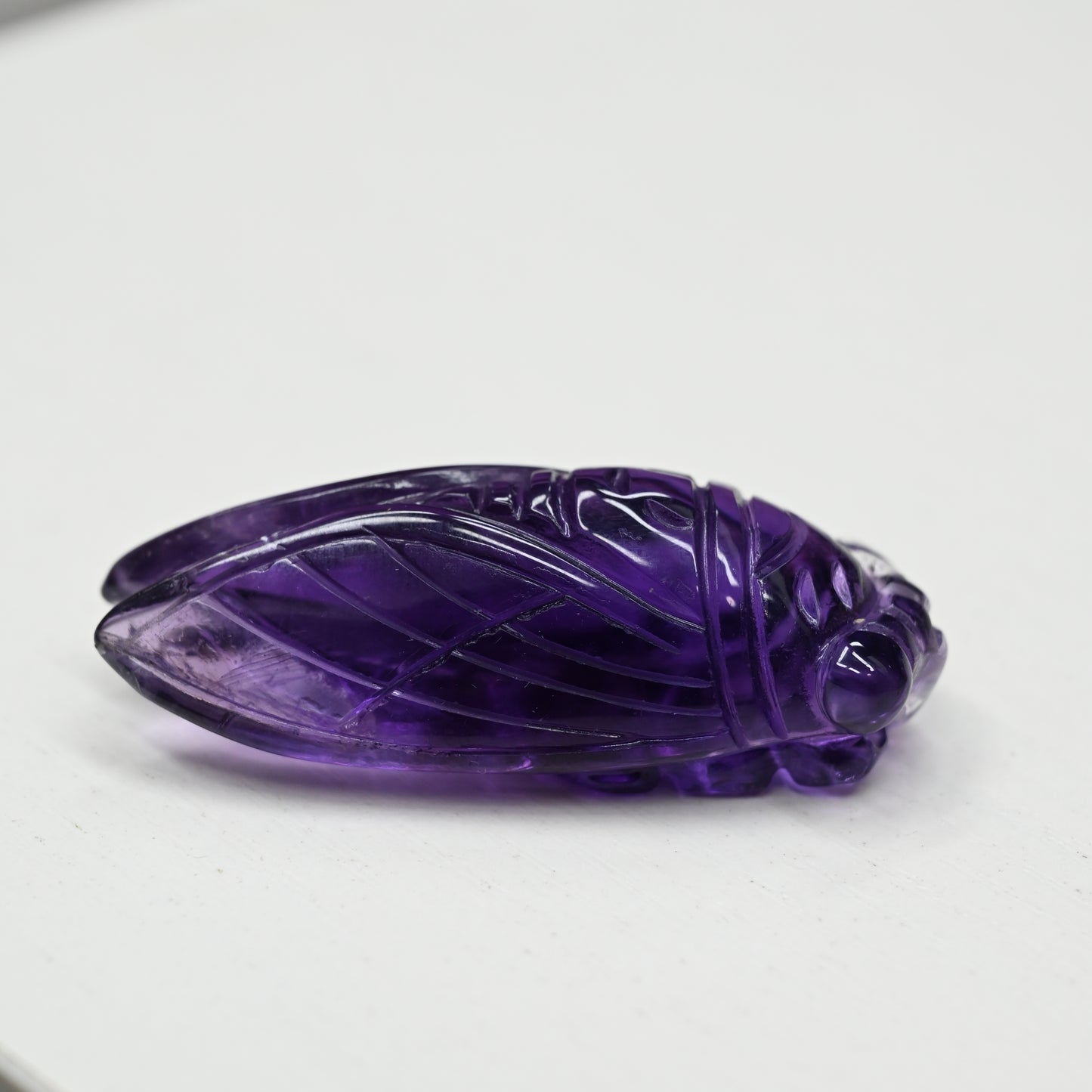 1.99" Gem Amethyst Cicada Sculpture Crystal Healing Hand Carved