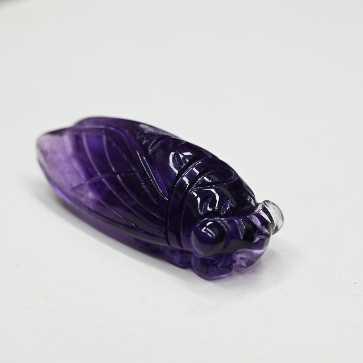 1.99" Gem Amethyst Cicada Sculpture Crystal Healing Hand Carved