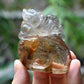 Golden Rutile,Rutilated Pixiu Sculpture Crystal Healing Hand Carved Super Realistic